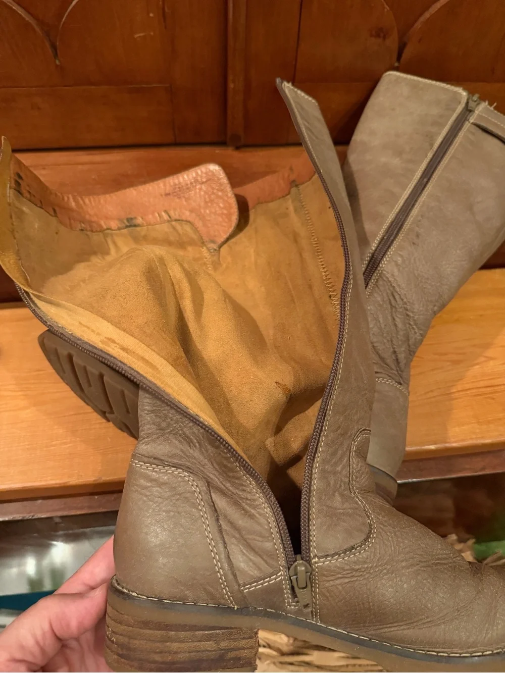Sofft Tall Leather Riding Boots Buckle Zip 5.5M